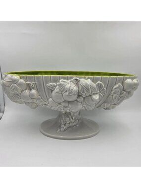 Royal Haegar R421 Paneled Grape Cluster Pedestal Bowl Chartreuse
